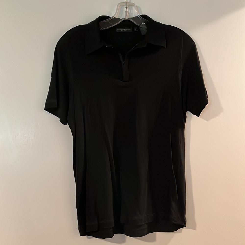 Donna Karan New York black zip up polo